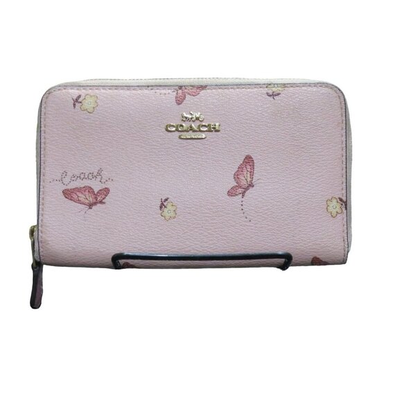 Coach Limited Edition Leather Butterfly Full Zip Medium wallet in Blossom - Picture 1 of 13